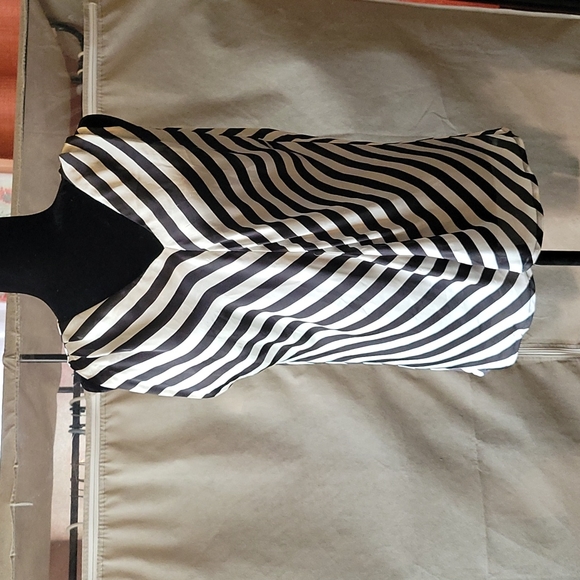 Sleeveless black and white stripped dress blouse - Picture 2 of 4